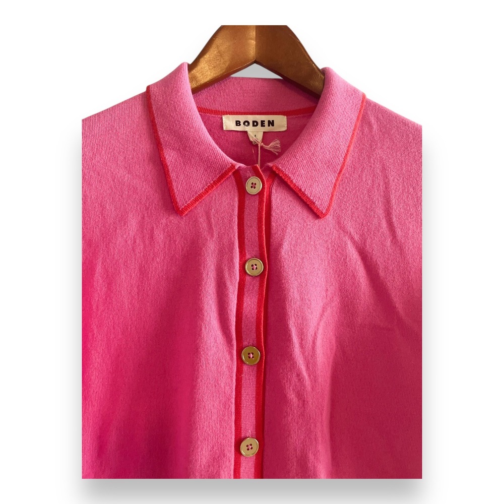 Boden Pink Wool Blend Liz Knitted Collared Cardigan Sweater Women's Small NWT - Picture 4 of 6